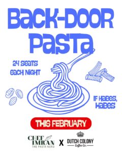 Back-Door Pasta - Chef Imran x The Dutch Colony